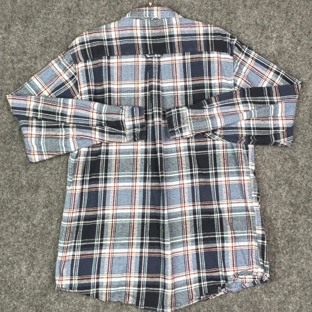 Red Head Brand Co Mens Blue Plaid Flannel Button Down Shirt Large L Long Sleeve‎